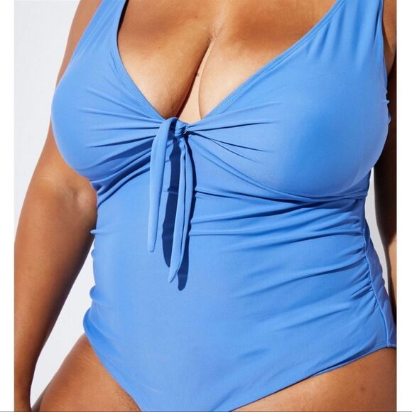 NWT Nicole Miller Swimsuit Sweetheart Center Tie 1 Piece Blue Yonder Swim - Picture 4 of 4